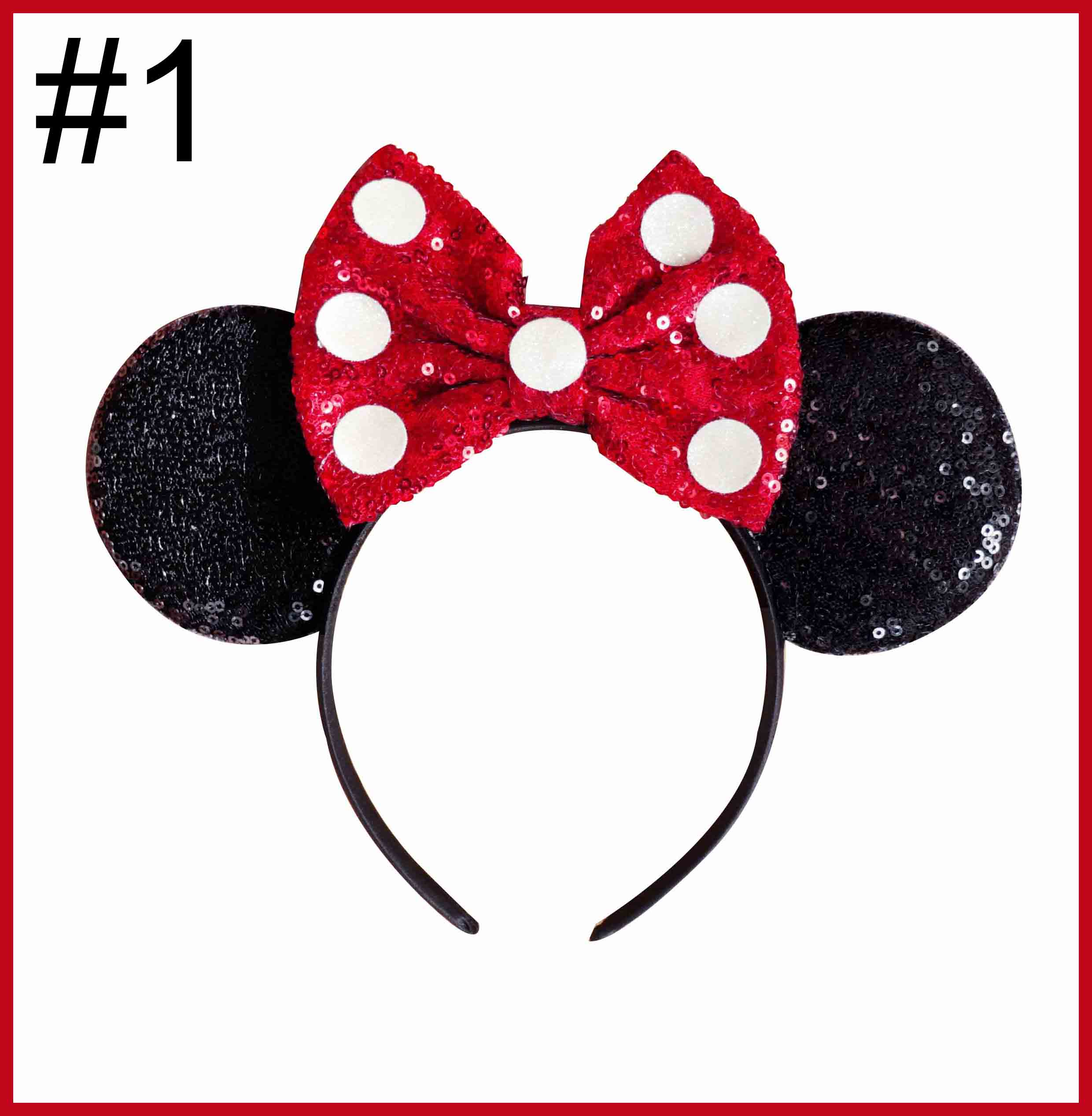 Mickey Minnie Shiny Hairband Red mouse Ears Headbands For Women