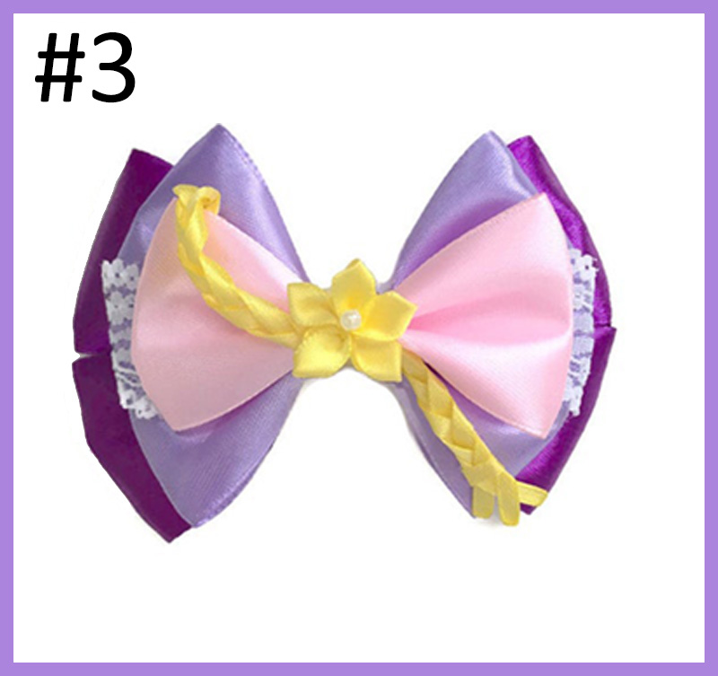 4.5-5.5‘’Princess Rapunzel Stacked Hair Bows clips