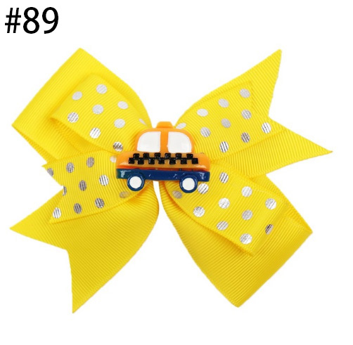 Back to School Cheer Bow with Clip Resin Cars Dot Ribbon Hair Cl