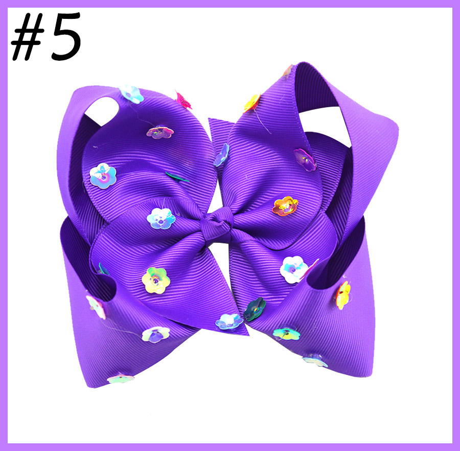 6\'\' summer neon color hair bows with sequin flower on top