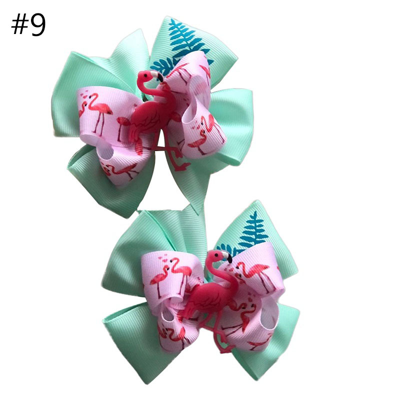 4\'\' summer pigtail hair bows boutique girl Accessories With Cli