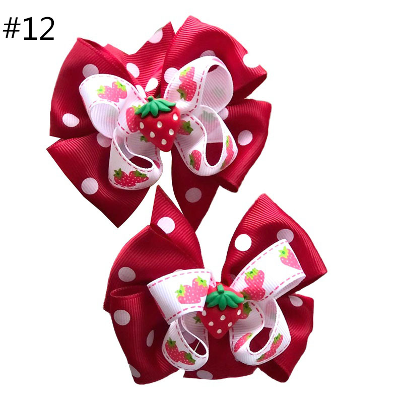 4'' summer pigtail hair bows boutique girl Accessories With Cli