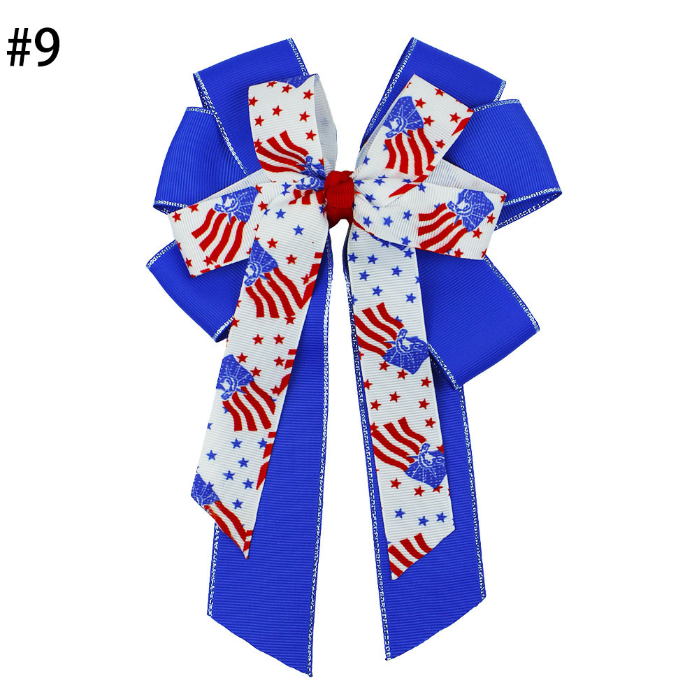 4\'\' USA Flag Cheer Bows for kids Children Hair Bow Girls Stripe