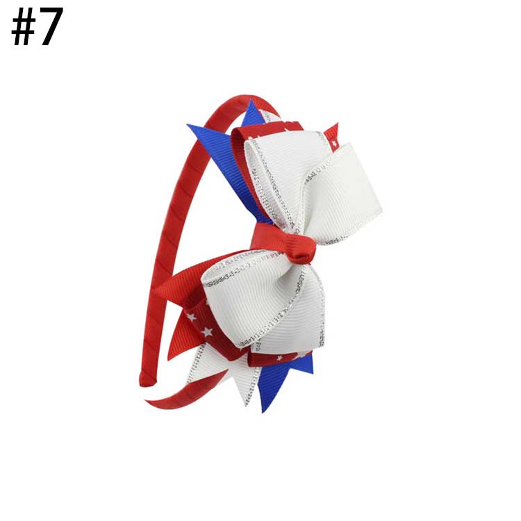 4\'\' USA Flag headbands for kids Children Hair Bow Girls Striped