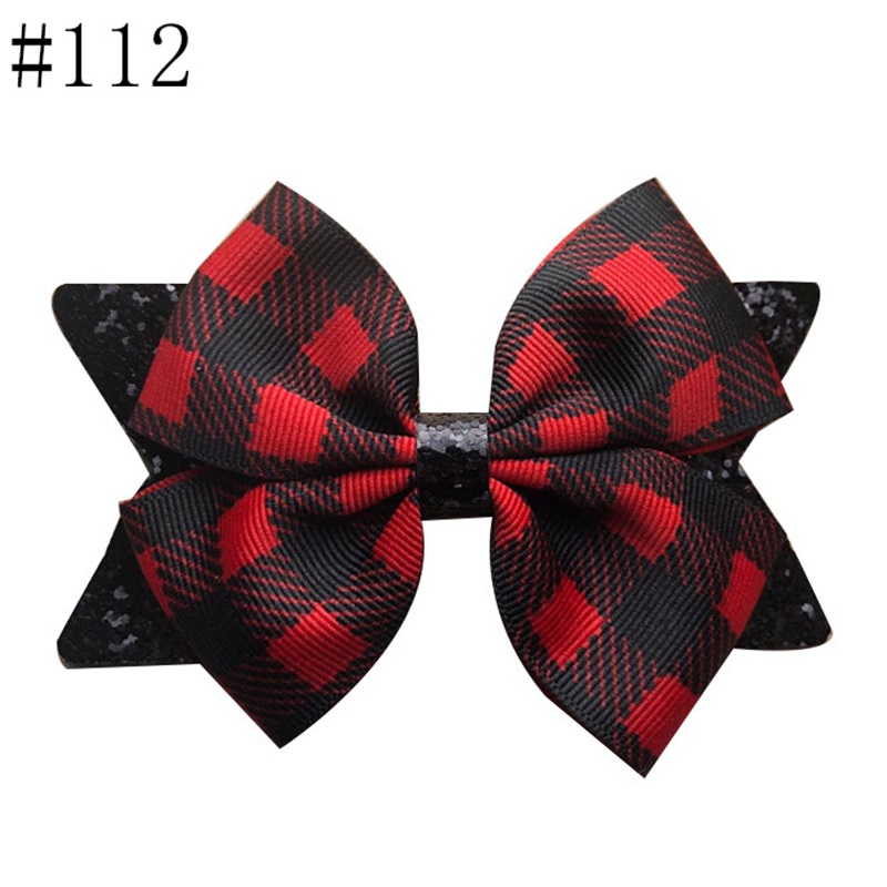 4'' Glitter hair bows with print ribbon newest fashion hair bow