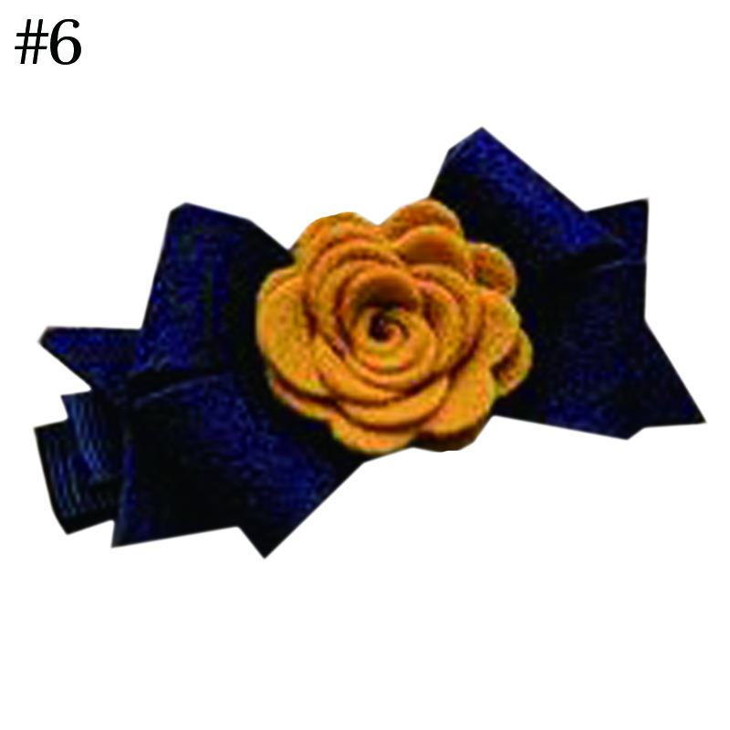 3'' flet flower hair clips for toddle hair bow school uniform