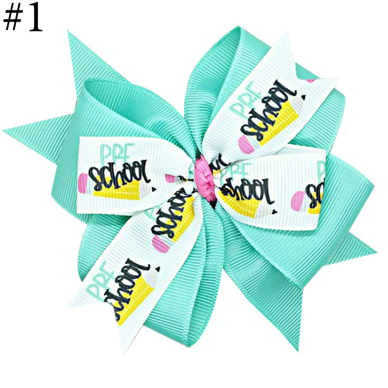 4inch back to school hair bows with hair clips