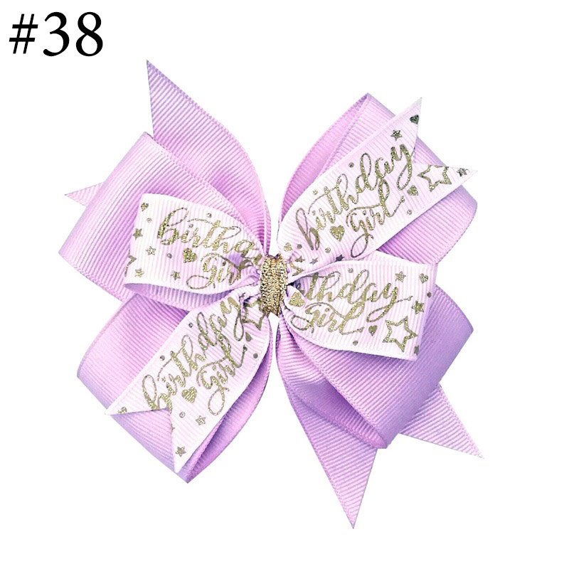 4inch happy birthday hair bows with hair clips for girl accessor