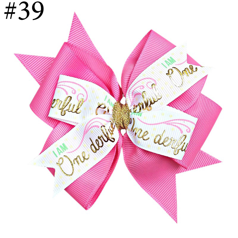 4inch happy birthday hair bows with hair clips for girl accessor