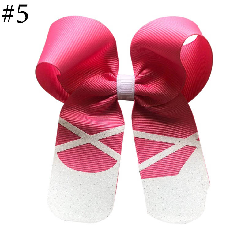 5''Ballerina hair bows slipper bows ballet shoes hair clips for