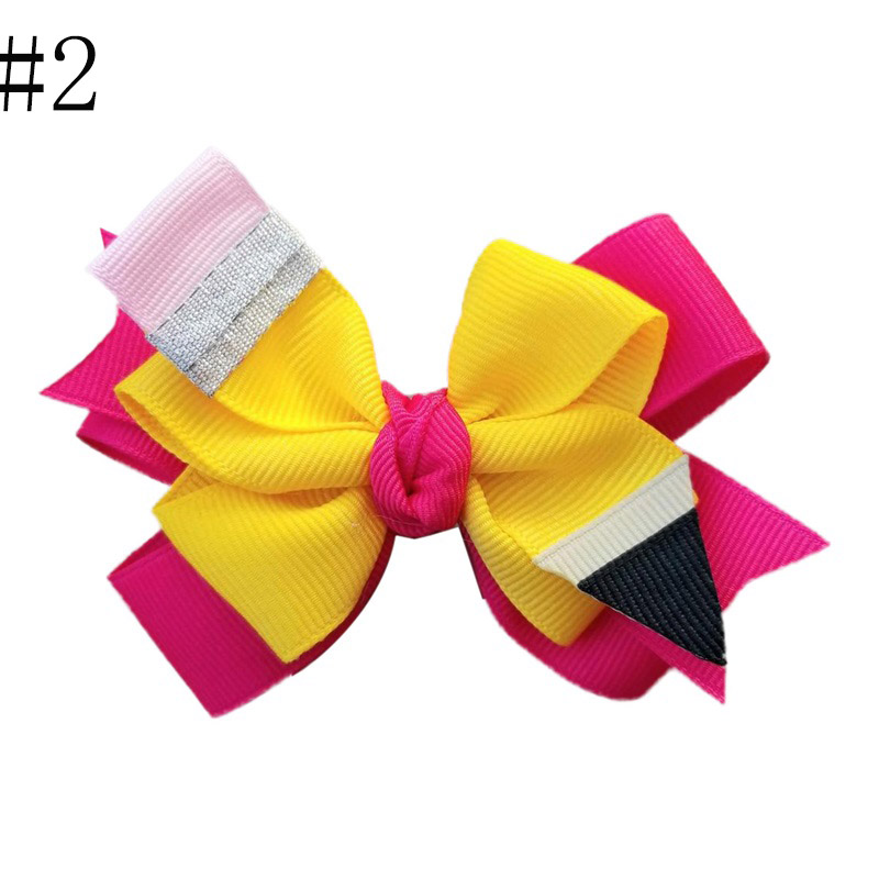 3.5'' layered pencil girl hair Bows Accessories With Clip back