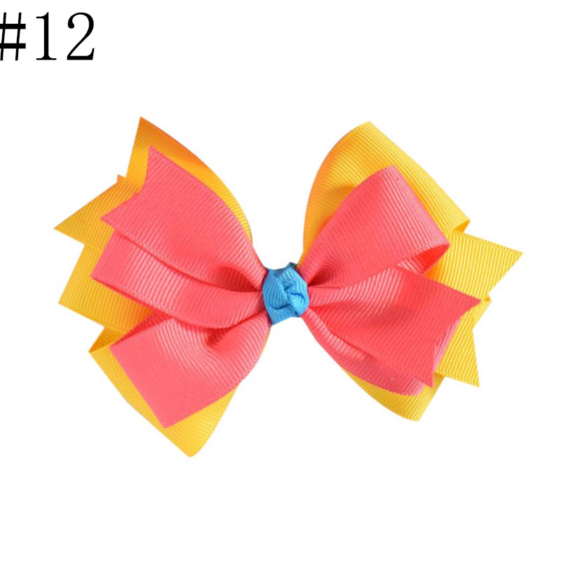 3'' summer hair bows neon pinwheel hair clips sunflower girl