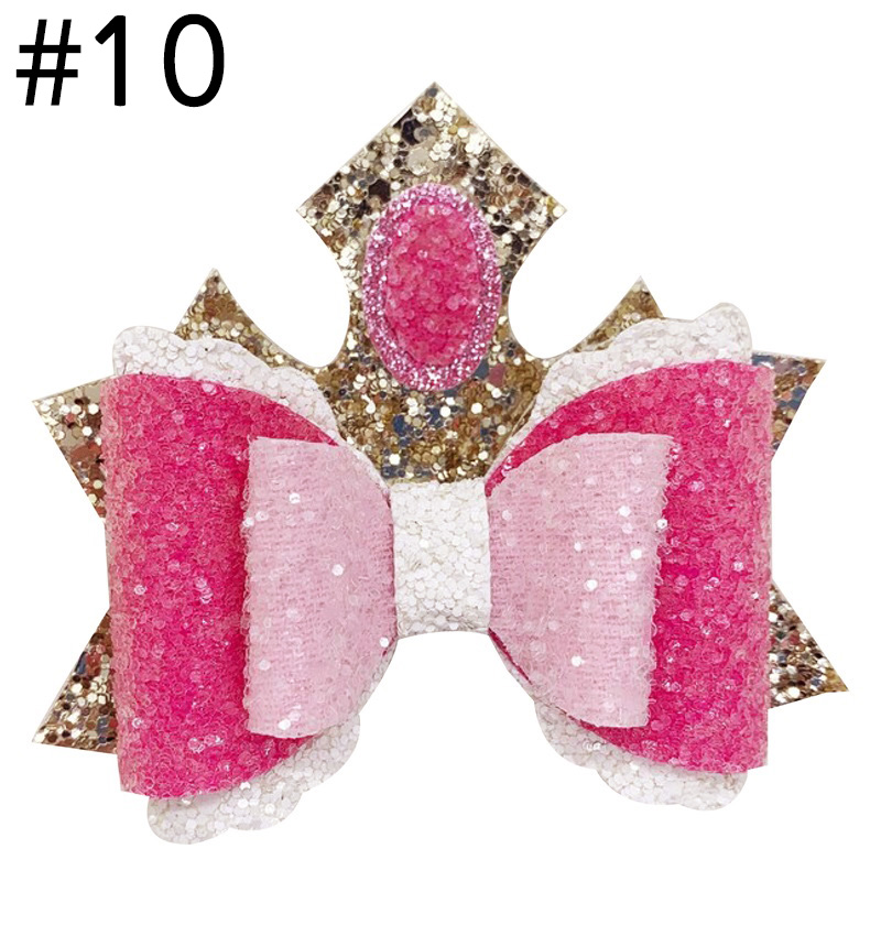 3.5'' Princess Inspired Hair Bow Glitter Sparkly Hair Clips