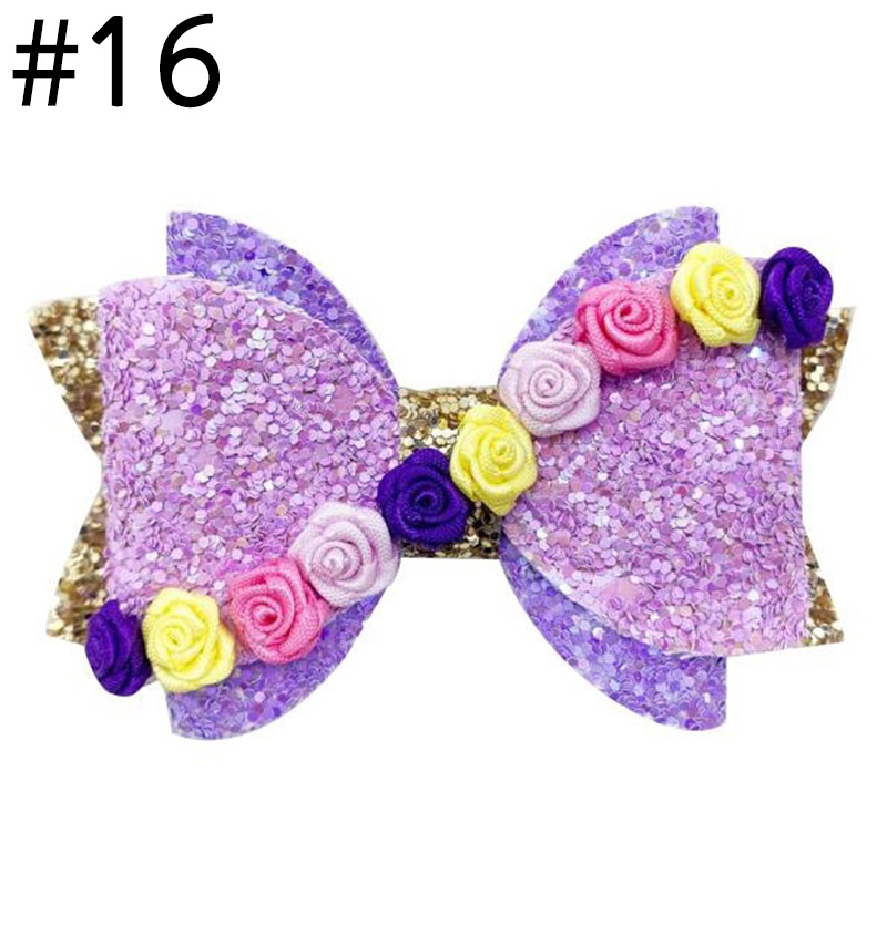 3.5'' Princess Inspired Hair Bow Glitter Sparkly Hair Clips