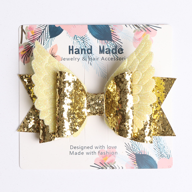 Angel wing glitter hair clips for spring summer children's hair