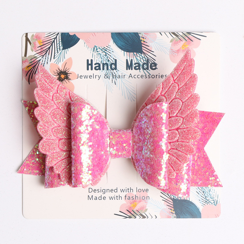 Angel wing glitter hair clips for spring summer children\'s hair