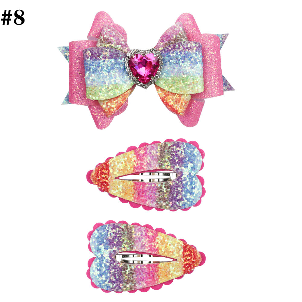 3.5'' Glitter Hair Bow For Girls Set With Snap Hair Clip