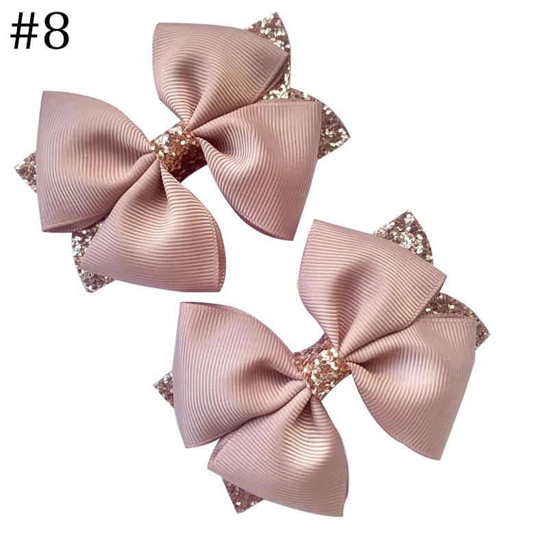 3.5'' glitter ribbon hair bows