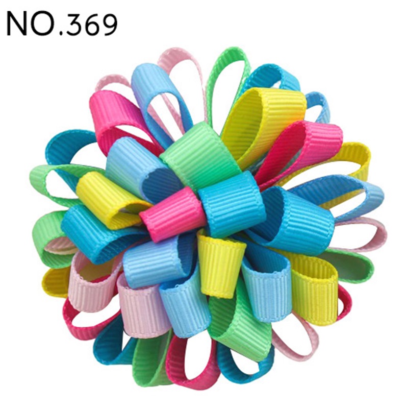 2.5'' spring hair Bow clip round loopy hair clip ties for toddle