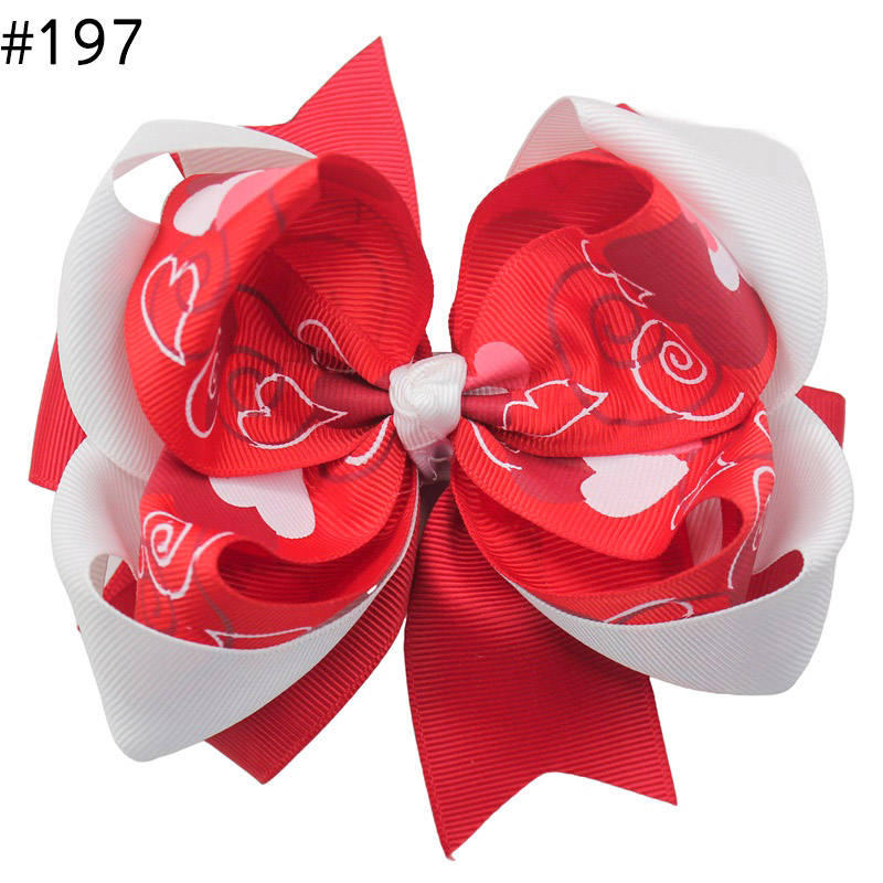 5inch valentine hair Bow clip Triple Layer hairbow