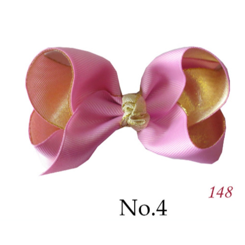 5.5 ''Two tone ABC hair Bows Clip with Gold pink Band for girls