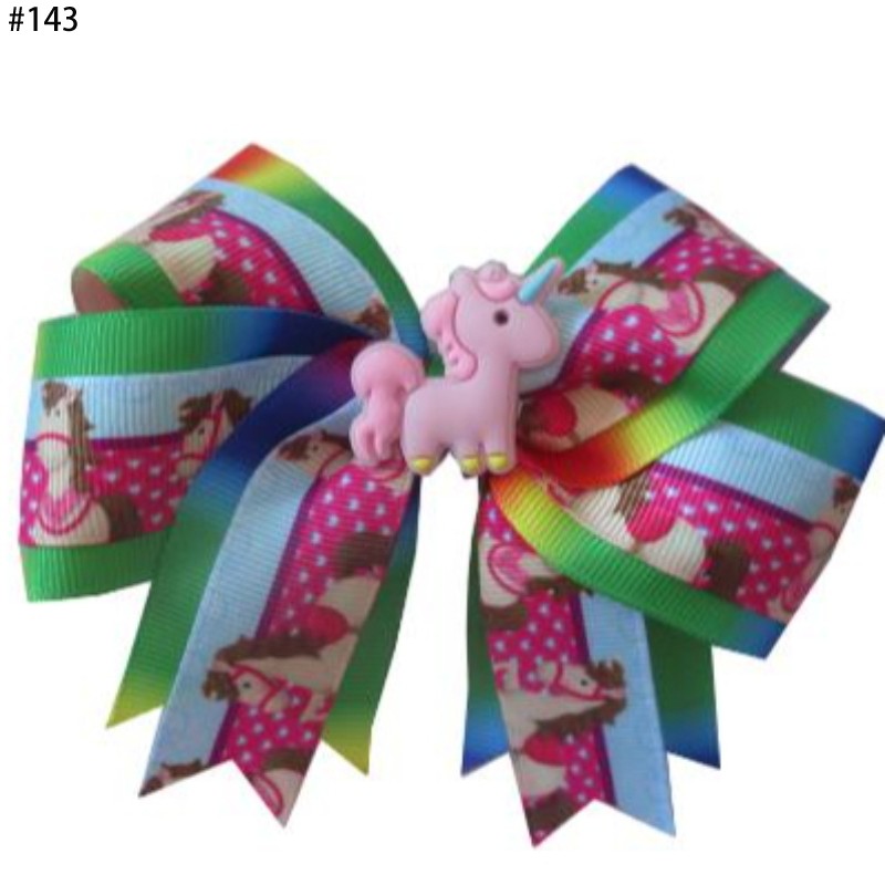 4.5inch Rainbow Unicorn Double Cheer Hair Bows