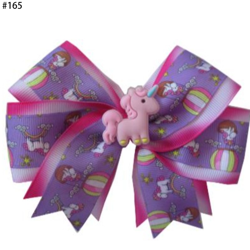 4.5inch Rainbow Unicorn Double Cheer Hair Bows