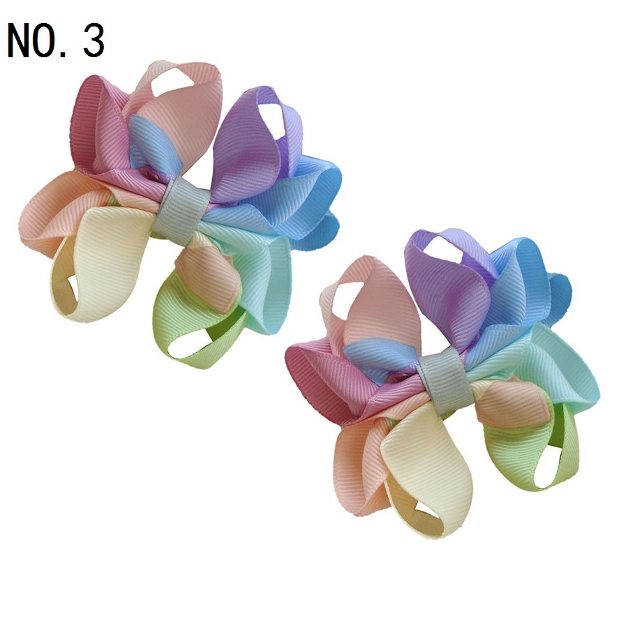 3‘’Neon Bright Retro Rainbow Octopus Ribbon Hair Bows