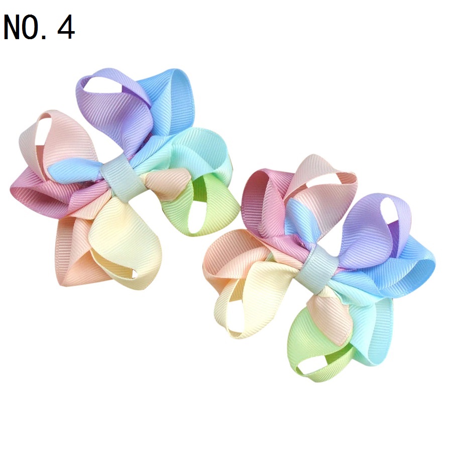 3‘’Neon Bright Retro Rainbow Octopus Ribbon Hair Bows