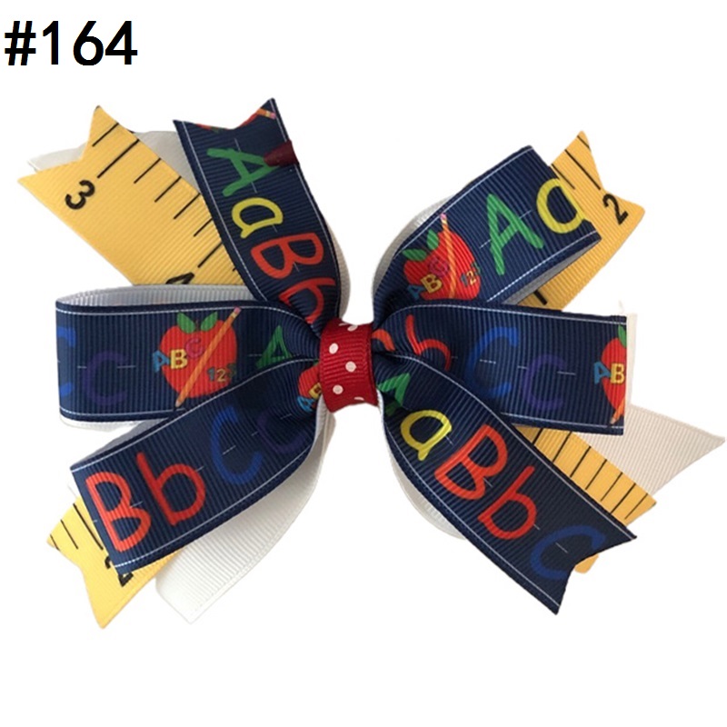 4\'\' back to school hair bows pencil