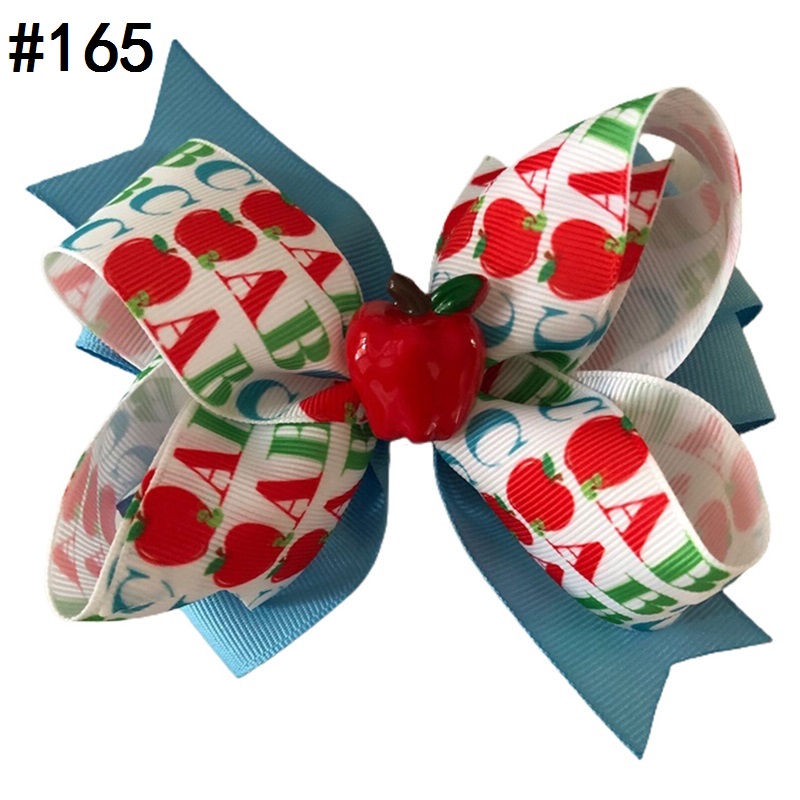 4\'\' back to school hair bows pencil
