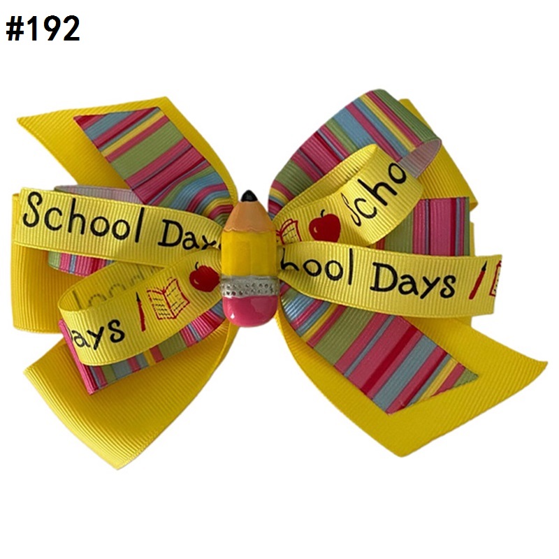 4'' back to school hair bows pencil