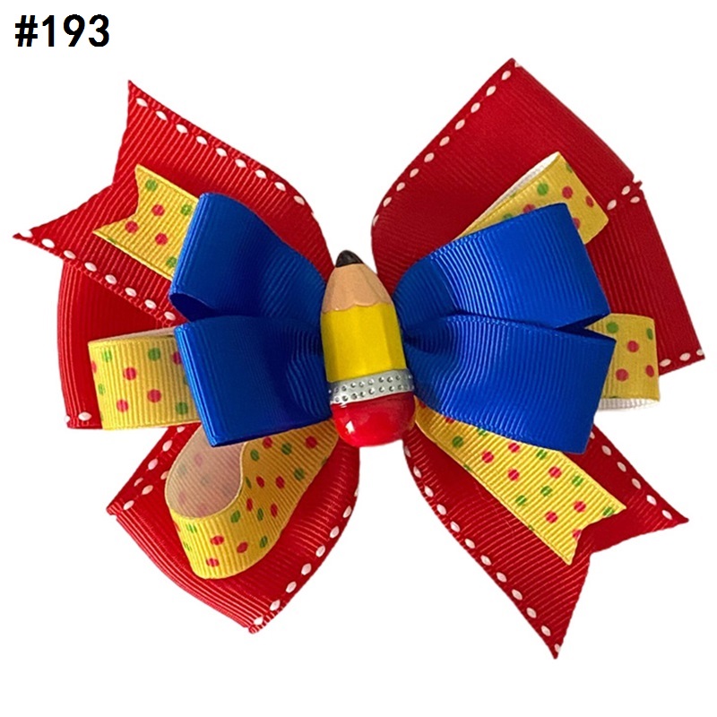 4'' back to school hair bows pencil
