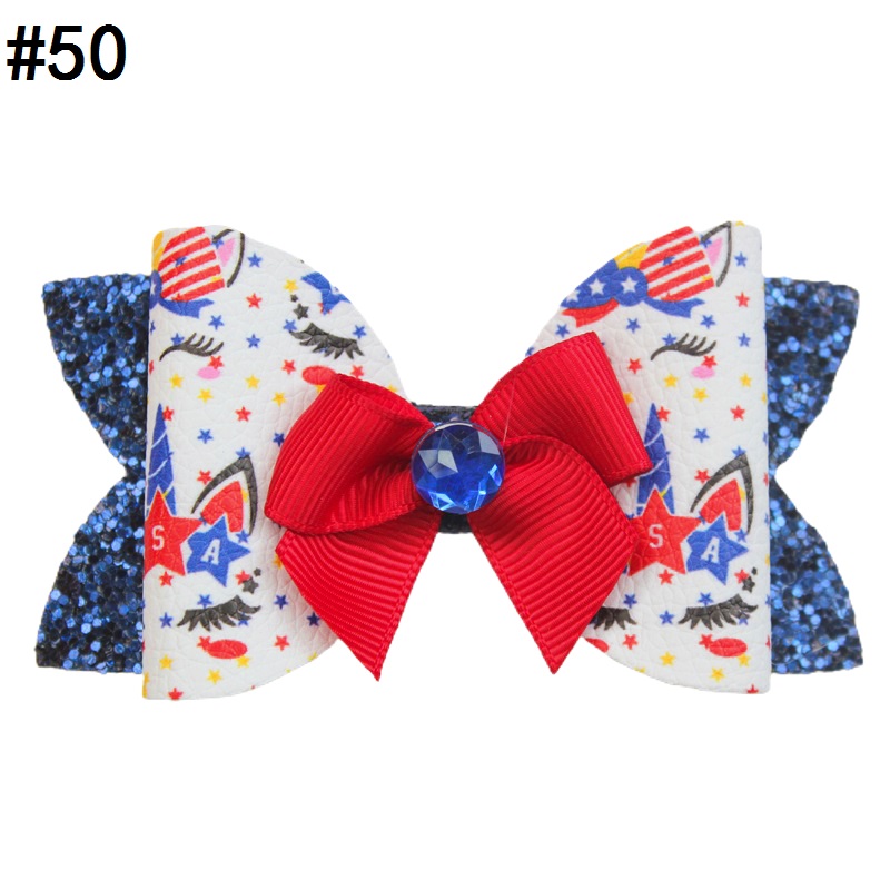 4th of July bows leather faux Patriotic bows