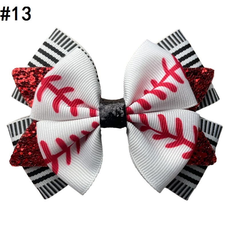 baseball hair bows Boutique sport team Hair Bow Hair clip for k