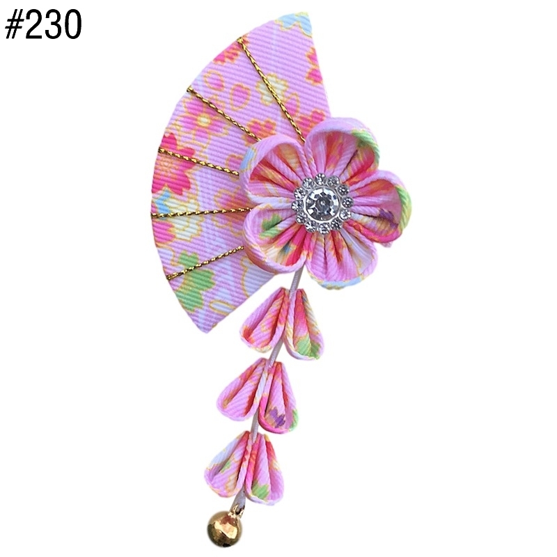 230-233 Womens Girls Japanese Kimono Flower Hair Clip, Kanzashi