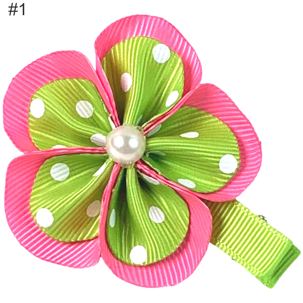 2\'\' double flower hair cip for girl toddle accessories sprong