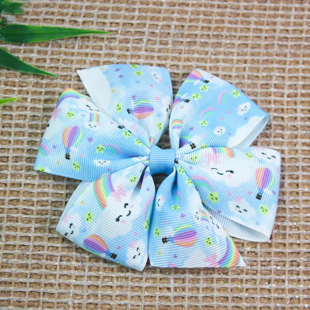 4inch spring hair bows pinwheel pastel rainbow unicorn bow clip