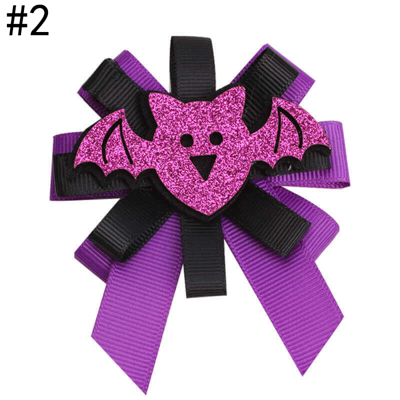 Halloween Girls Ribbon Hair Bow Clips with pumkin spider Baby