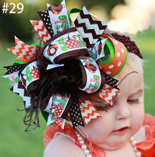 Baby Kids Halloween ostrich Feather Hair Bows Headband