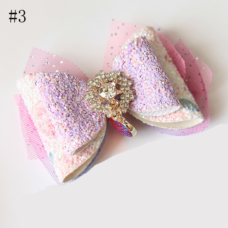 Sequin Sparkle Glitter Bows Lace Yarn Sweet Children Headwear