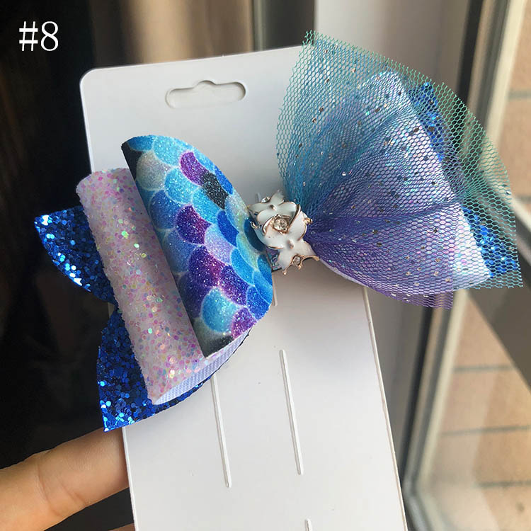 beautiful Glitter Mermaid Hair Bow For Girls Hair Clips