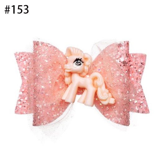 3.5\'\' Women Baby Girl Unicorn Glitter Hair Bow Kids Hairpins