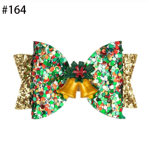 3.5\'\' Christmas glitter Hair Bows for girls with Xmas Snowman