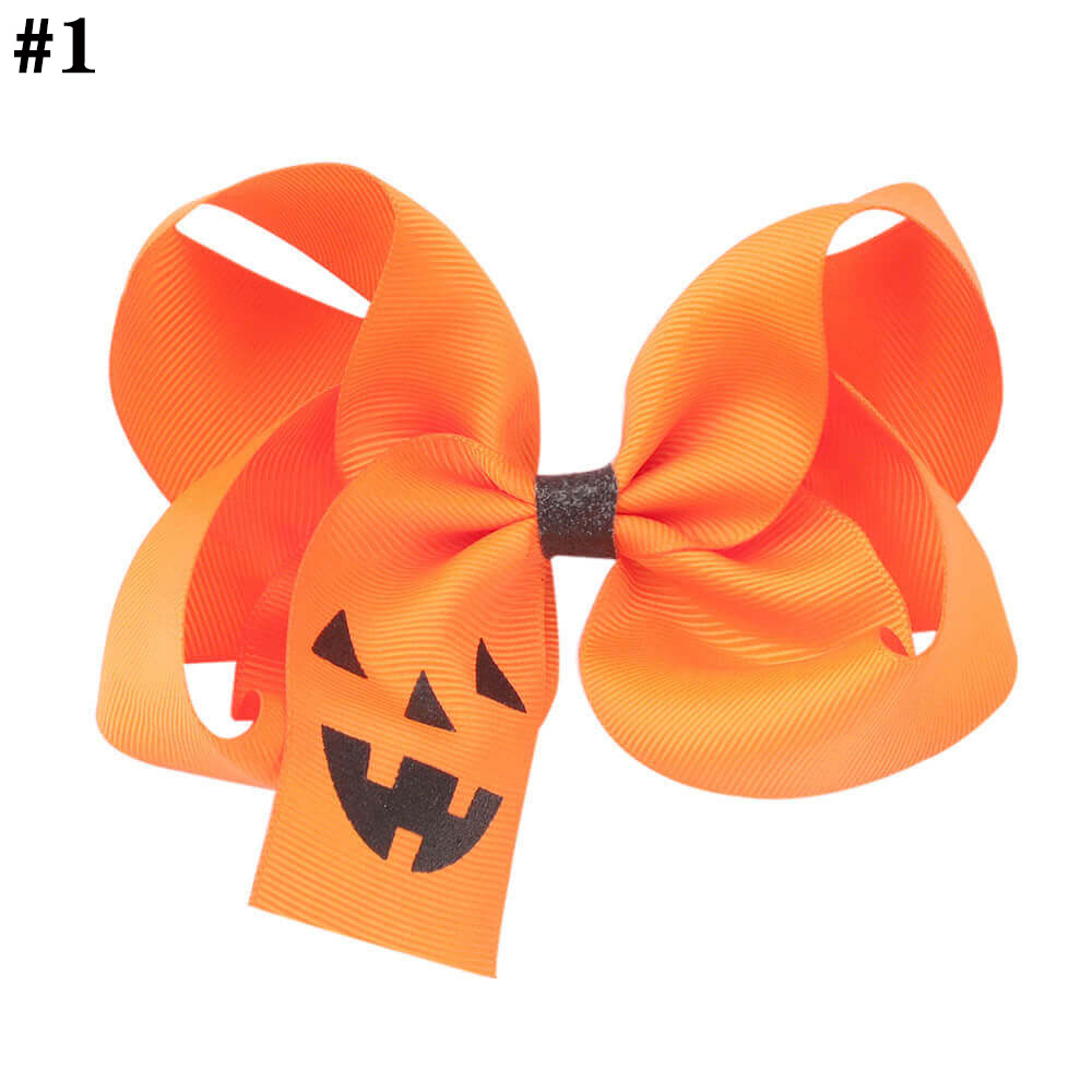 Halloween bows clip pumpkin bow clip Kids Grosgrain Ribbon Barr