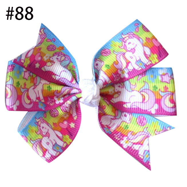 3.25" Hair Bow Clip Unicorn Accessories ribbon hair bows for