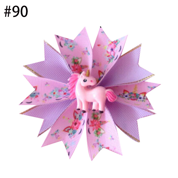 3.5\" Fairy Hair Bow Clip cartoon Unicorn Flower Surprise Baby3.5