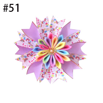 Girl Popular 4.5\" Fairy ribbon Hair Bow Clip Flower Unicorn Phno