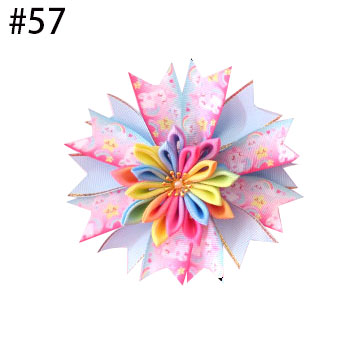 Girl Popular 4.5\" Fairy ribbon Hair Bow Clip Flower Unicorn Phno