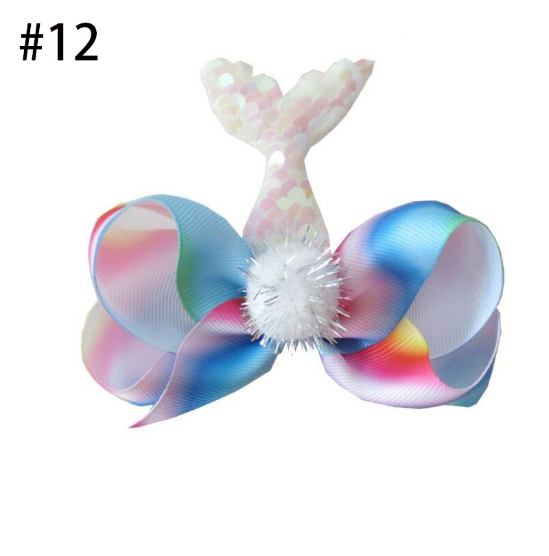 baby Girl Boutique 4.5\" ABC Hair Bow Clip Mermaids Accessories g